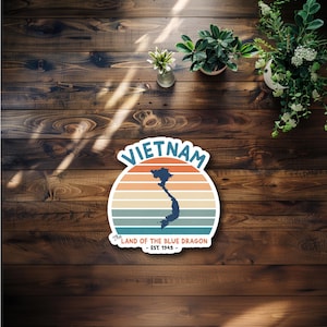 Retro Vietnam Waterproof Sticker or Magnet