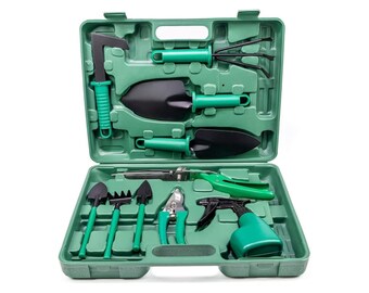 CloFlo 10-Piece Garden Tool Set - Complete Solution for Home Gardening, Planting, and Trimming with Comfortable Handles and Rust-Proof Tools