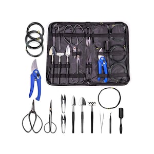 CloFlo 16-Piece Professional Bonsai Tools Set for Precise Trimming and Shaping Trees for Professional and Amateur Gardeners