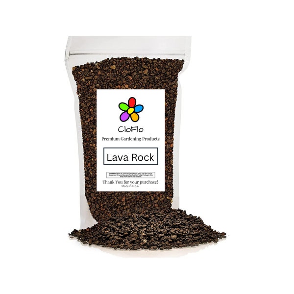 CloFlo Black Lava Rock for Plants, Premium Sifted Bonsai and Cactus Soil Aggregate Used for Terrariums | Drainage Gravel Decorative Stones