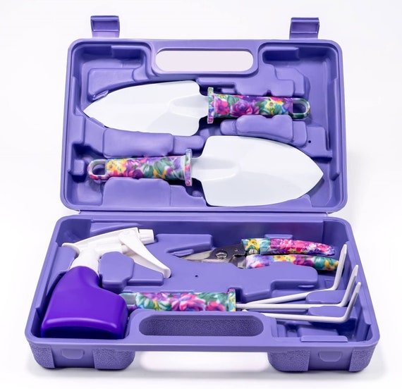 Cloflo 5-piece Garden Tool Set With Purple Carrying Case: Gardening Gifts  With Comfortable Handles & High-quality Tools Home Gardening 