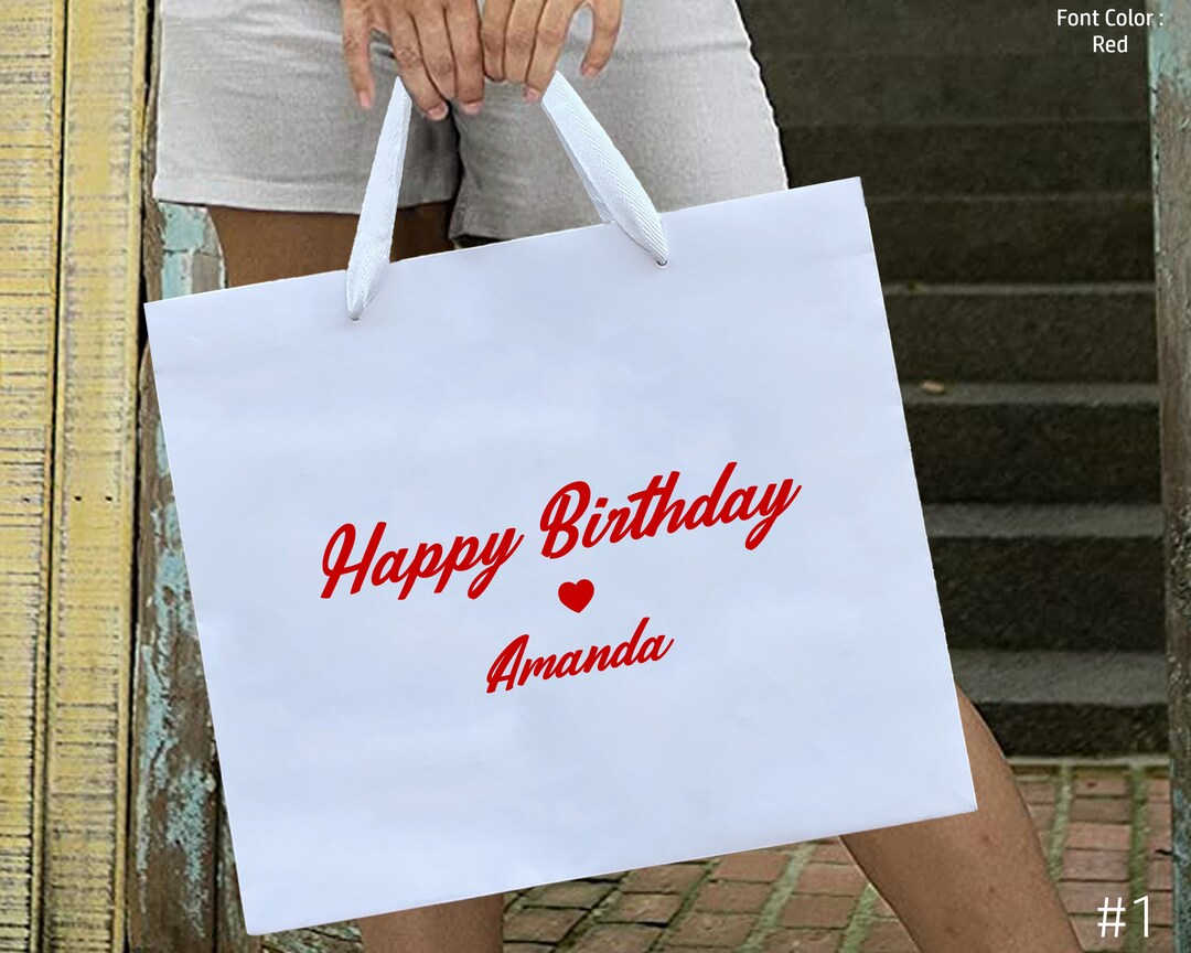 Personalized Birthday Gift Bag, Birthday Kraft Bag, Happy Birthday Gift