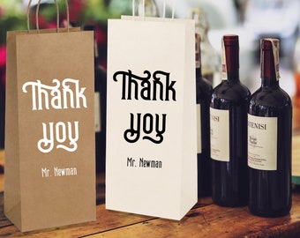 Thank You Wine Bag, Custom Teacher Wine Bag, Bride Tribe Gift Wine Bag, Welcome Gift wine Bag, Workshop gift, Client gift, Wedding Gift Bag