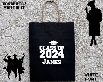 CLASS OF 2024 Gift Bag, Personalized Graduation Gift Bag, High School or College Graduation Bag, Custom Name Graduation Gift for Best Friend