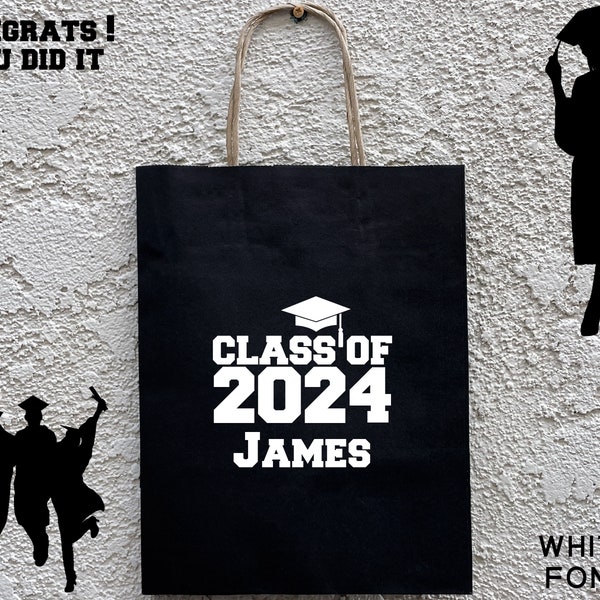 CLASS OF 2024 Gift Bag, Personalized Graduation Gift Bag, High School or College Graduation Bag, Custom Name Graduation Gift for Best Friend
