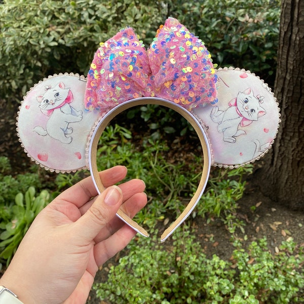 Marie Aristocats with Sequin Bow Inspired Mouse Ears
