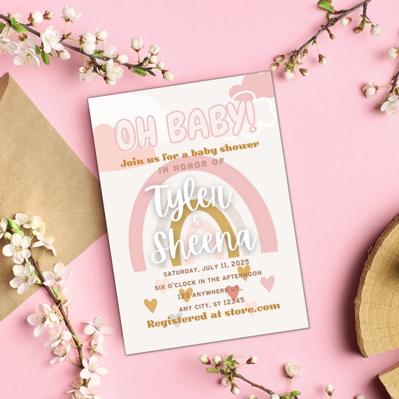 Rainbow Baby Shower Invitation Printable | Etsy