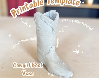 Keramikvorlage Cowgirl-Stiefel | Plattenbau Muster | PDF Herunterladen | Druckbar | Fondant Vorlage | Muttertagsgeschenk
