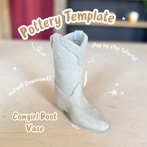Modelli per ceramica / Modello per la costruzione di lastre / Modello per ceramica / Stivale da cowgirl / Ceramica / Download PDF / Stampabile / Modello per fondente