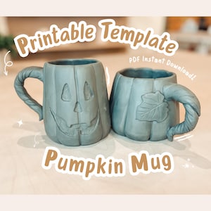 Pottery Template Pumpkin Mug | Slab Building | 2 Sizes | Instant PDF Download | Printable | Mothers Day Gift