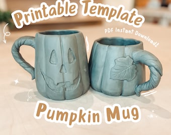 Pottery Template Pumpkin Mug | Slab Building | 2 Sizes | Instant PDF Download | Printable | Mothers Day Gift