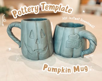 Pottery Templates | Slab Building Template | Pottery Pattern| Pumpkin Mug | Mug | 2 Sizes | Instant PDF Download | Printable