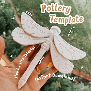 Modèles de poterie | Gabarit de construction de dalles | Motif de poterie | Gabarit de construction de dalles | Dragonf | Téléchargement instantané du PDF | Imprimable | Fondant