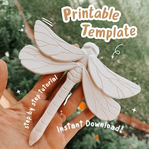 Modèle de poterie libellule| Construction en dalles | 3 tailles | Téléchargement instantané du PDF | Imprimable | Modèle de fondant | Cadeau fête des mères