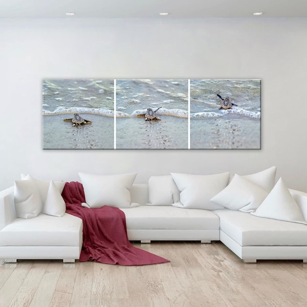 Sea Turtle Print, Baby Sea Turtle, Sand Beach, Baby Animal Nursery, Turtle Wall Art, Nature Print, Sea Turtle Photography, Panorama