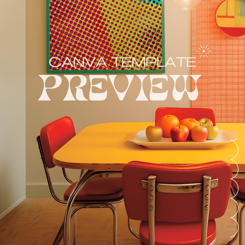 3 Art Sizes CANVA Mockup Bundle, Retro Dining Room Frames, Unique HQ ...