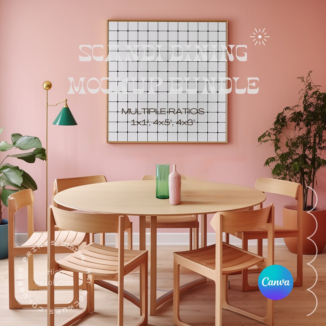CANVA Modern Poster Mockup Scandinavian Dining Room, Digital Print Art ...