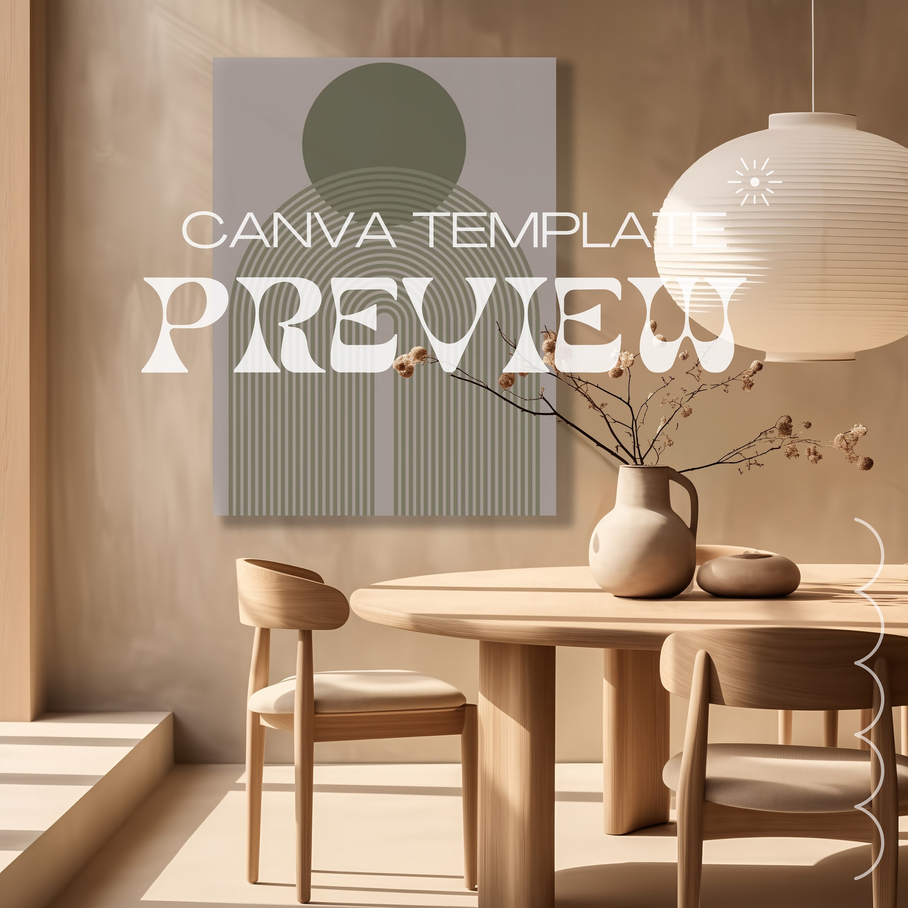 3 CANVA Japandi Style Dining Room Art Mockup Bundle, Canvas Style ...