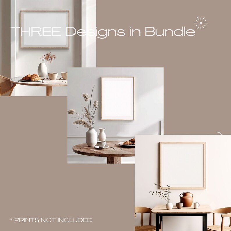 3 CANVA Simple Dining Art Mockup Bundle, Minimal Mockup for Digital Art ...