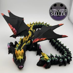 3D Printed Articulating Crystal Wolf Dragon With Wings | Flexi Dragon | Fidget Toy