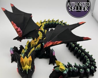 3D Printed Articulating Crystal Wolf Dragon With Wings | Flexi Dragon | Fidget Toy