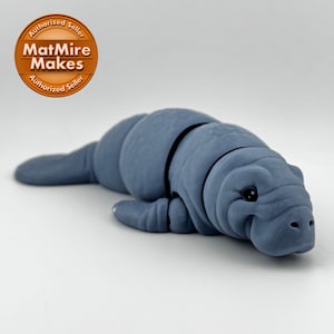 3D gedrucktes bewegliches Manatee - 7 Zoll lang - Flexi Ozean-Kreatur - lustiges Geschenk - Fidget Spielzeug