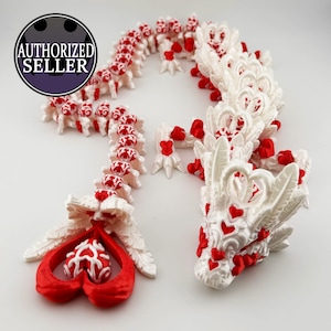 3D Printed Articulating Heart Dragon – Available in 27in and 19in Sizes – Valentine's Gift – Flexi Dragon