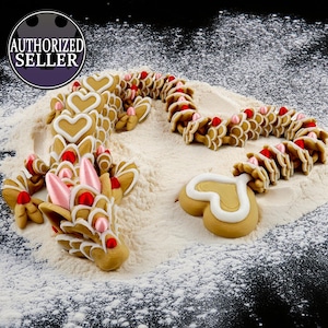 3D Printed Sugar Cookie Heart Dragon - 25in & 19in - Articulating Dragon - Custom Colors