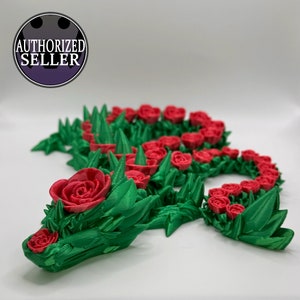 3D Printed Articulating Rose Dragon – 29in Long – Flexi Dragon – Unique Gift