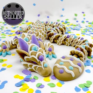 3D Printed Articulating Easter Cookie Dragon - 26in - Spring Dragon - Happy Easter!