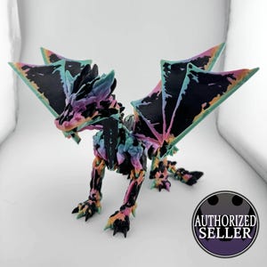 3D Printed Articulating Great Stone Dragon – 10in and 7.5in Sizes – Flexi Dragon – Display Piece - Fidget Toy