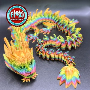 3D Printed Articulating Imperial Dragon – 19in and 25in Sizes – Flexi Dragon – Fidget Toy or Display Piece