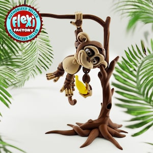 3D Printed Articulating Monkey - 8in - Bananas - Fidget Toy