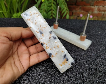 Unique Design Elegant Pearl White Epoxy Resin Terrazzo Style Drawer Pulls, cabinet, Dresser, Pulls and Handles, Resin Door Handles.