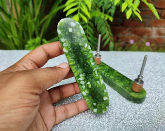 Beautifull Oval Shape Green Pearl Epoxy Resin Terrazzo Style Drawer Pulls, cabinet, Dresser, Pulls and Handles, Marble Door Handles Or Knobs
