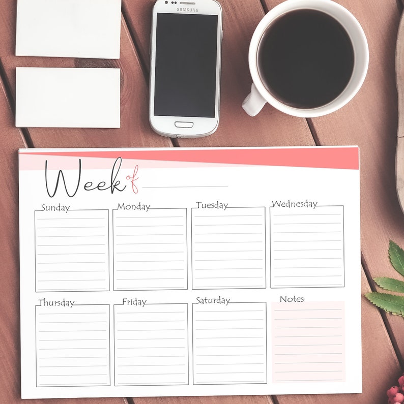 Printable Week Planner Instant Download Print at Home Plan Your Week ...