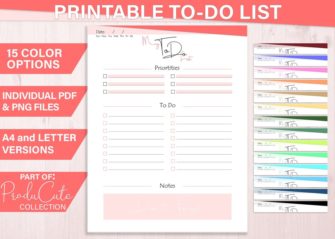 Printable to Do List Instant Download Print at Home PDF & PNG Plan Your ...