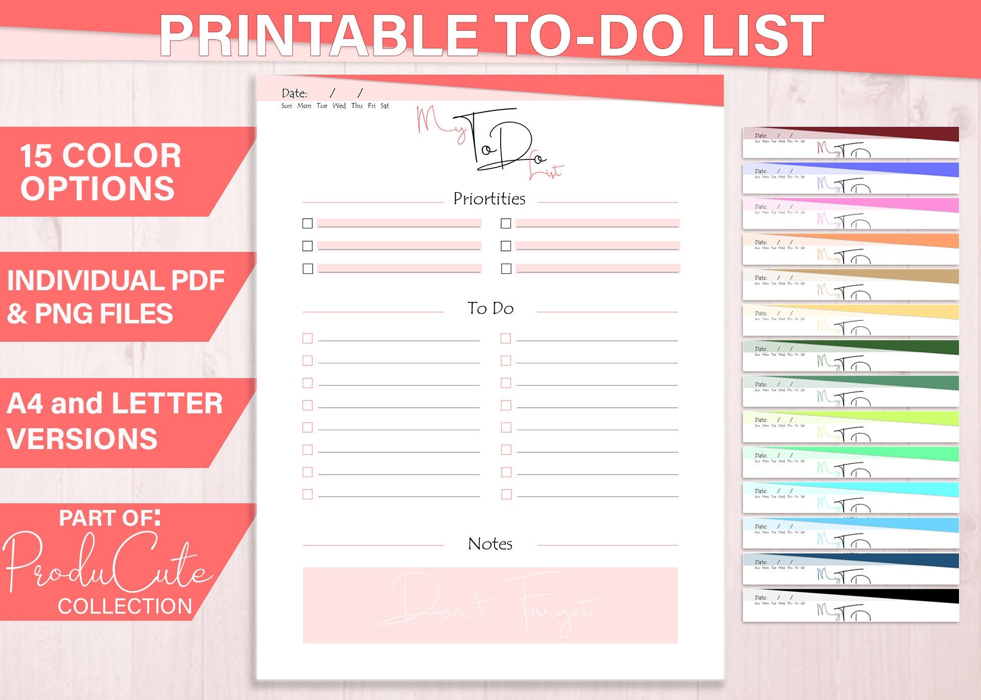 Printable to Do List Instant Download Print at Home PDF & PNG Plan Your ...