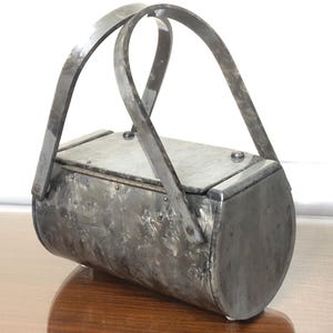 1950&#39;S Box Purse by Llewellyn Inc. Gray Marbleized Lucite, Art Deco, MCM