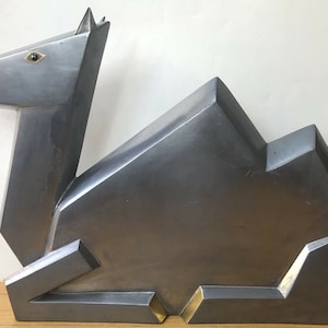 Vintage mixed metal cubist Cubism  Camel art sculpture