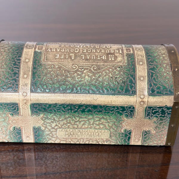 Zell Company Treasure Chest Still Bank Mutual Life Insurance Company of Baltimore Insurance Chest Coin & Bills Bank