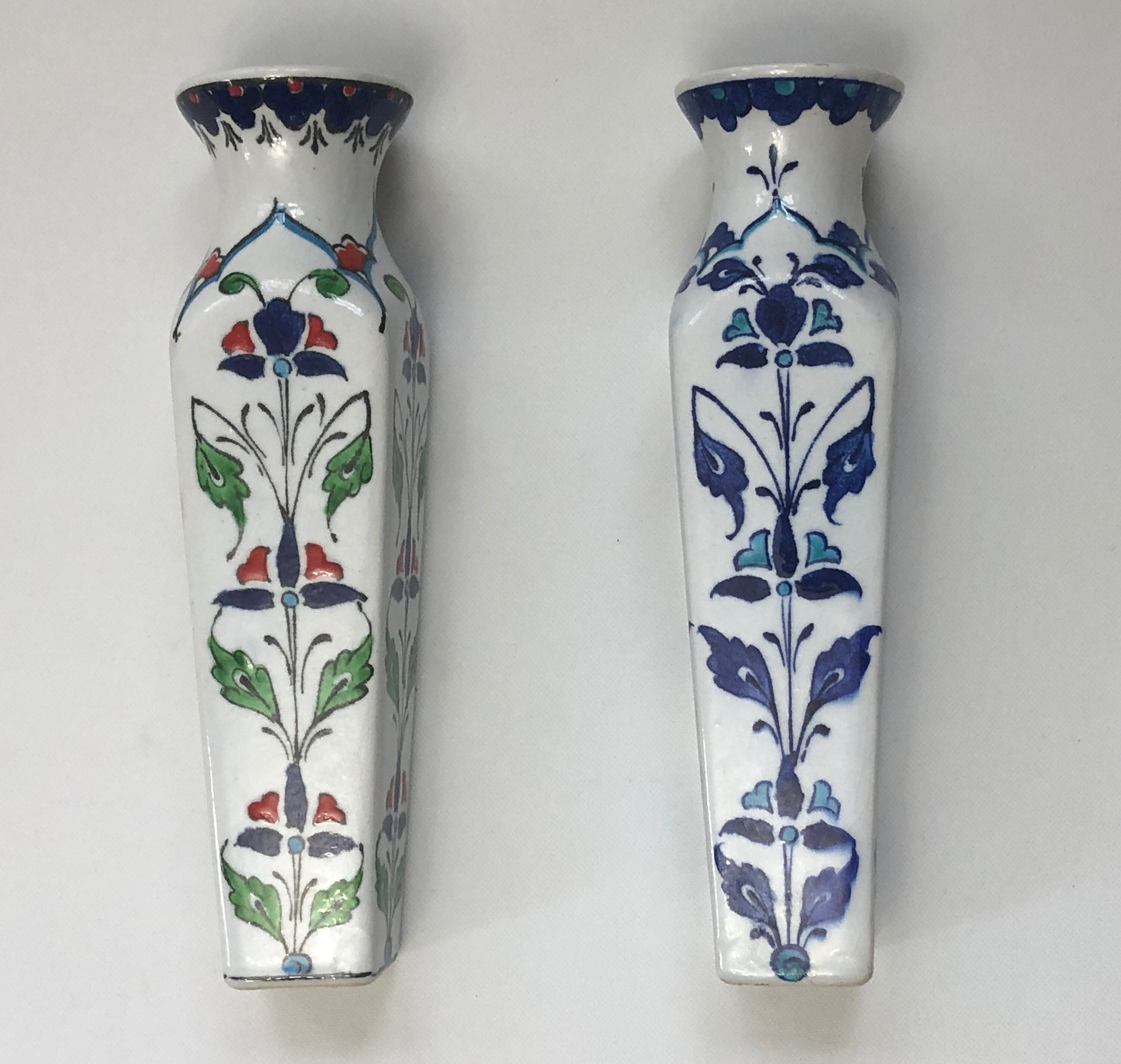 イズニク陶器 花図花瓶 一対 17～18世紀頃 iznik pottery 17c