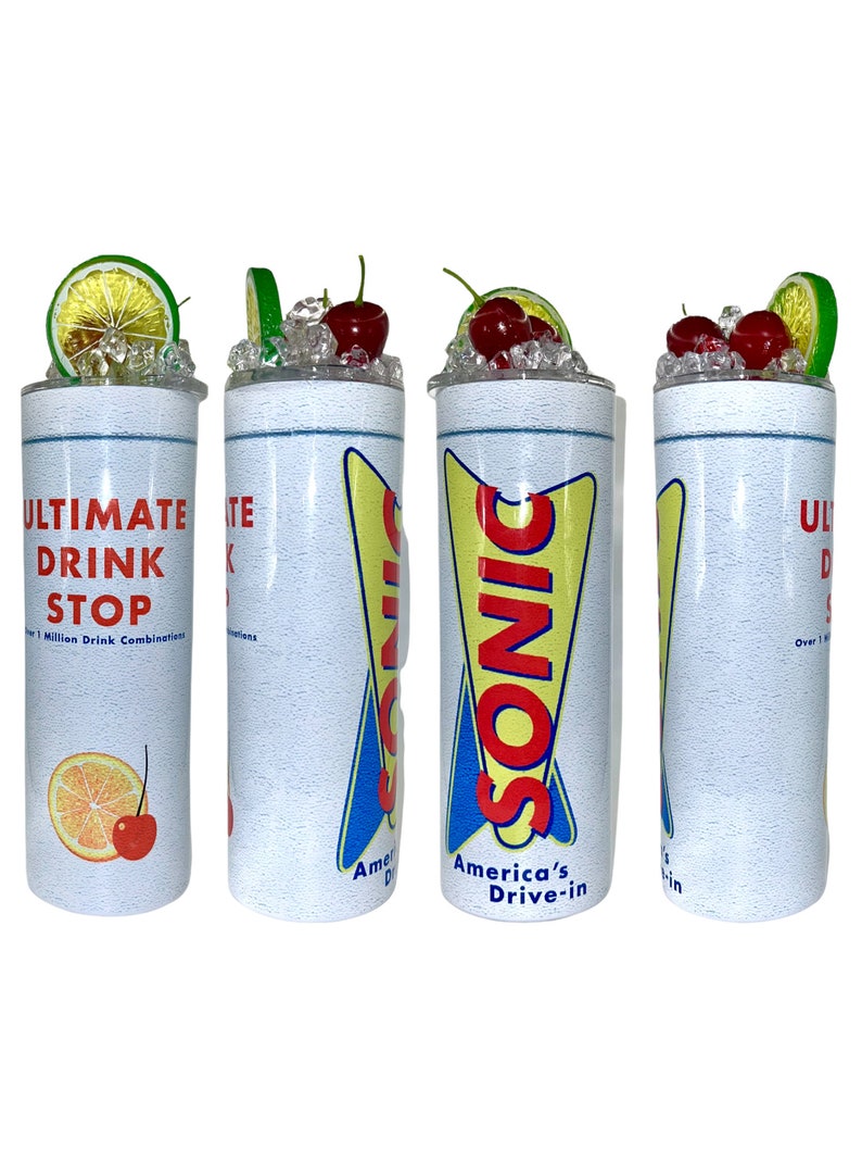 Cherry Limeade Sonic Tumbler With 3D Lid With Cherries, Ice and Lime Etsy