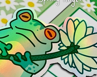 Floral Crown Frog Vinyl Sticker - Tadpole Goals – TinyBeeCards