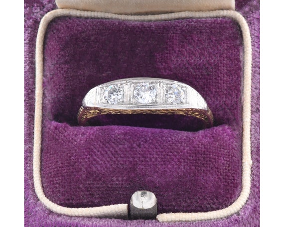Vintage Two Tone Old European Diamond Ring - image 1