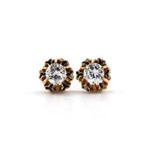 Vintage Enamel Diamond Stud Earrings