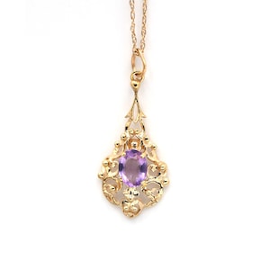 Vintage Style Amethyst Lavalier Pendant Necklace