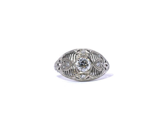 Antique Filigree Diamond Ring - image 2