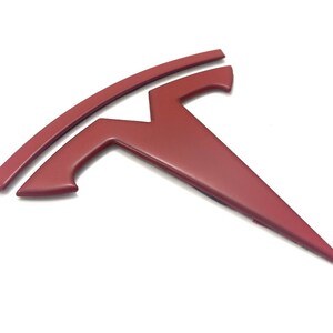 MATTE RED OEM Spec Model 3 Front &quot;T&quot; Badge Emblem Replacement Metal