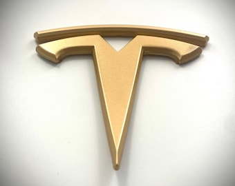METALLIC GOLD Model X Rear "T" Badge Replacement METAL (Limited Edition)